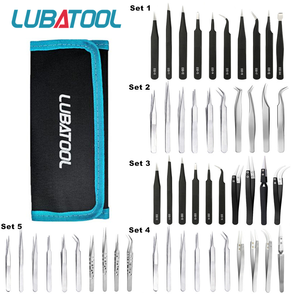 10 Pcs Tweezers Set Bag Stainl - Electronics Repair Tool Kit review and price